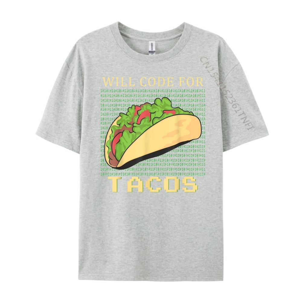 Will Code For Tacos Software Developer Coder Black T Shirt Man Clothes