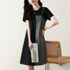 Women's summer new fashion simple splicing fake two loose casual fashion dress