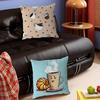 Cartoon Coffee Pillow Case Removable Washable Cushion Cover – All-Season Soft Linen