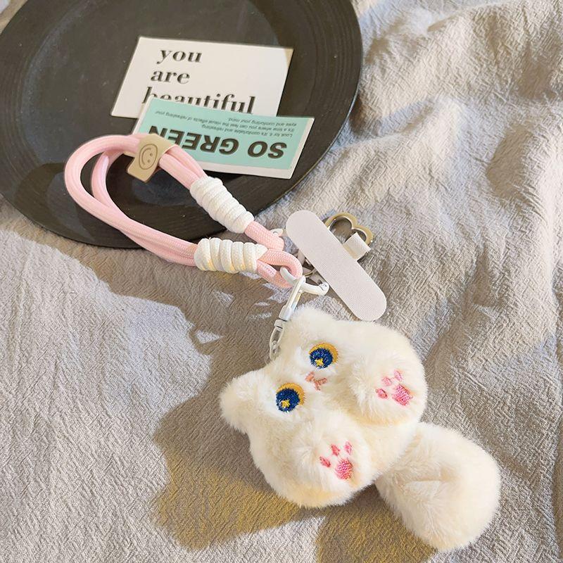 Funny Cartoon Orange Plush Cat Tail Mobile Phone Chain Cartoon Pendant Braided Belt Lanyard Hand Rope Korean Lanyard