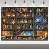 2D Flat Banner, 1 Piece - Large-sized Background Banner for the Magic Library - Fantasy Theme Party Decoration,