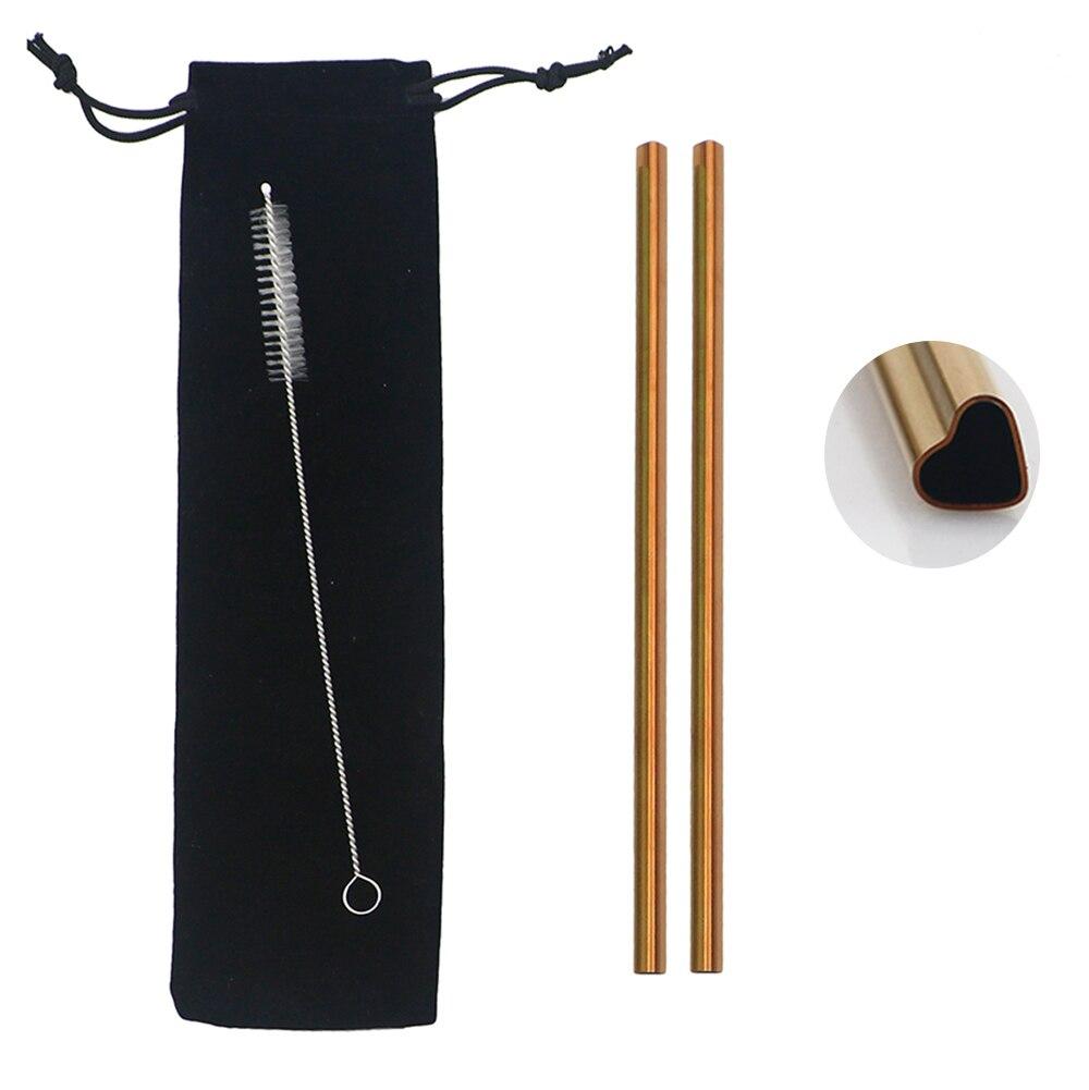 Reusable Drinking Straw Set Wedding Decoration Metal Straw Stainless Steel Straw Straight Straw Birthday Party Lovers Supplies With Pouch Bag