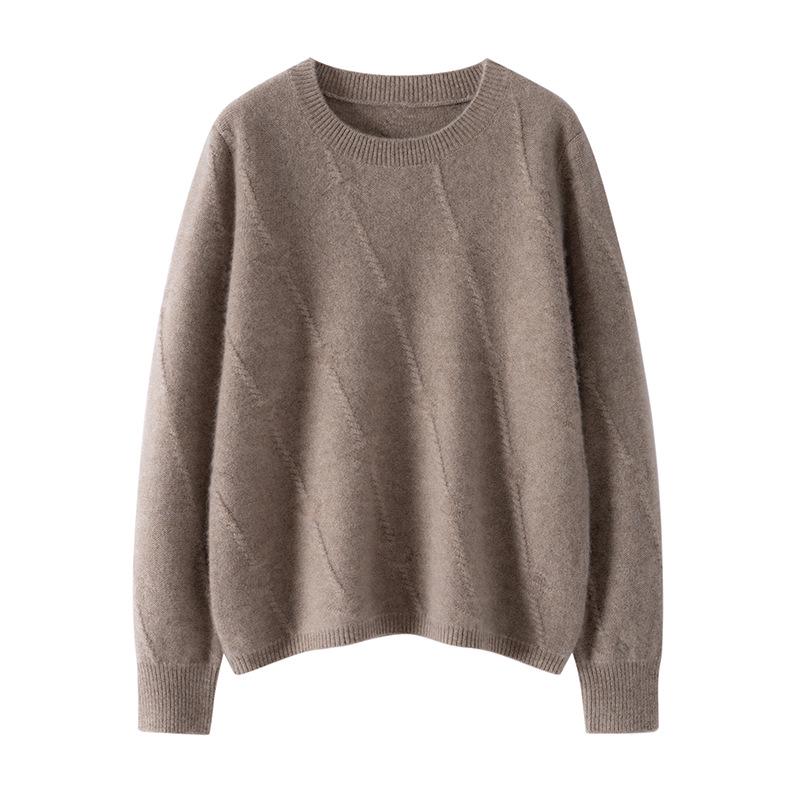 Women's Cashmere Round Neck Sweater: Autumn & Winter Knit Base Layer, Loose Versatile Design