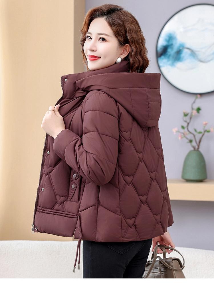 Jachetă de iarnă groasă și călduroasă pentru femei, scurtă, cu glugă detașabilă, rezistentă la vânt