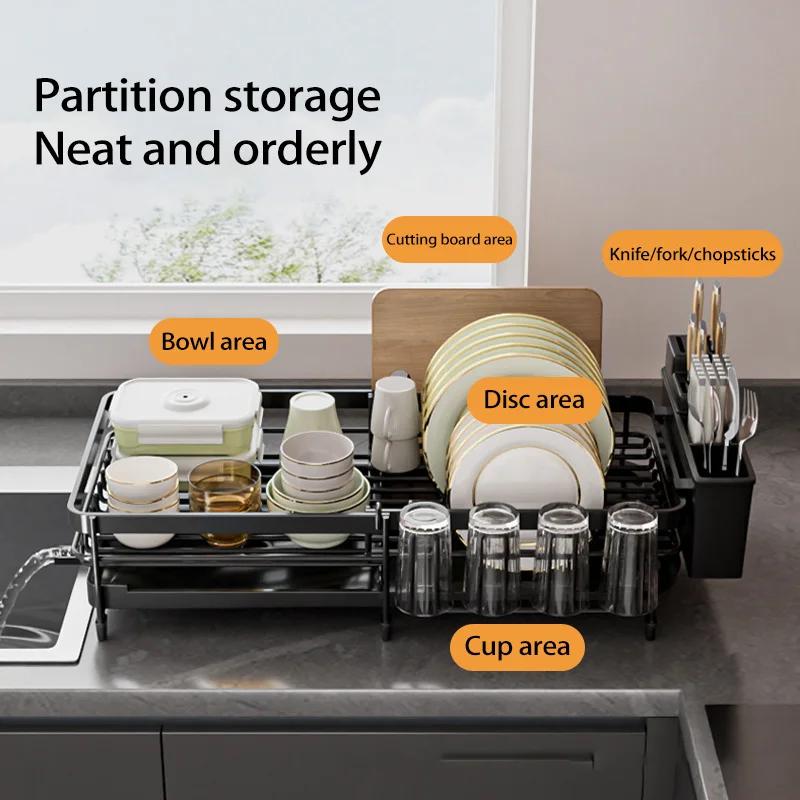 Multifunctional Dish Rack for Kitchen Counter Large Dish Drainer with Drainboard Storage Rack Kitchen Dish Drying Rack