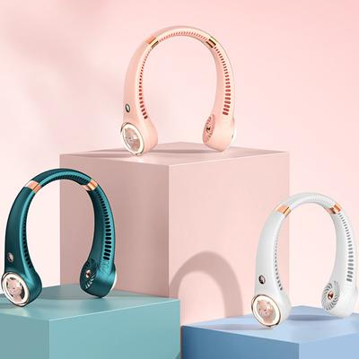 Bladeless Neck Fan 2000mAh USB Rechargeable Digital Display Cute Cat Hanging Mini for Travel Office