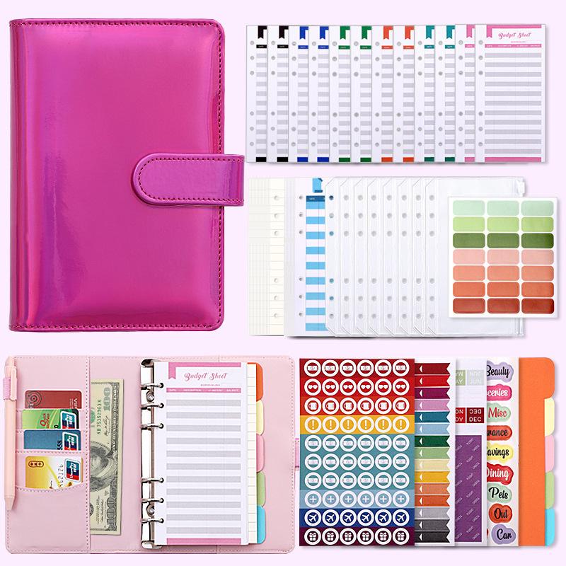 Colorful A6 PU Leather Macaron Budget & Account Book - Multi-functional Cash Diary & Storage Planner