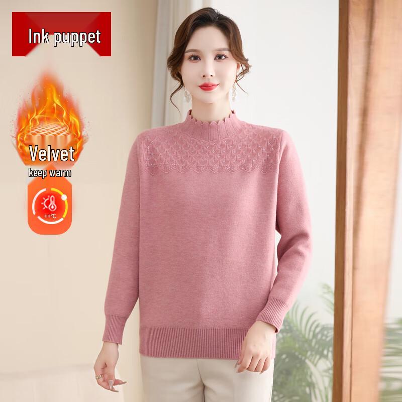 

Mo ou Women s Half-Turtleneck Plush Winter Sweater 4XL