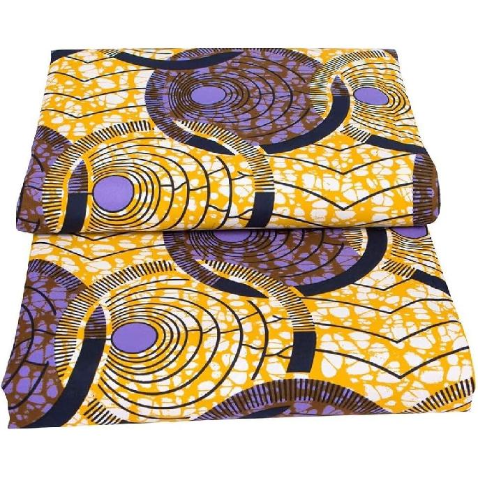 African Print Polyester Fabric Ankara Wax Tissu DIY Party Dress Sewing Material by 6 Yards