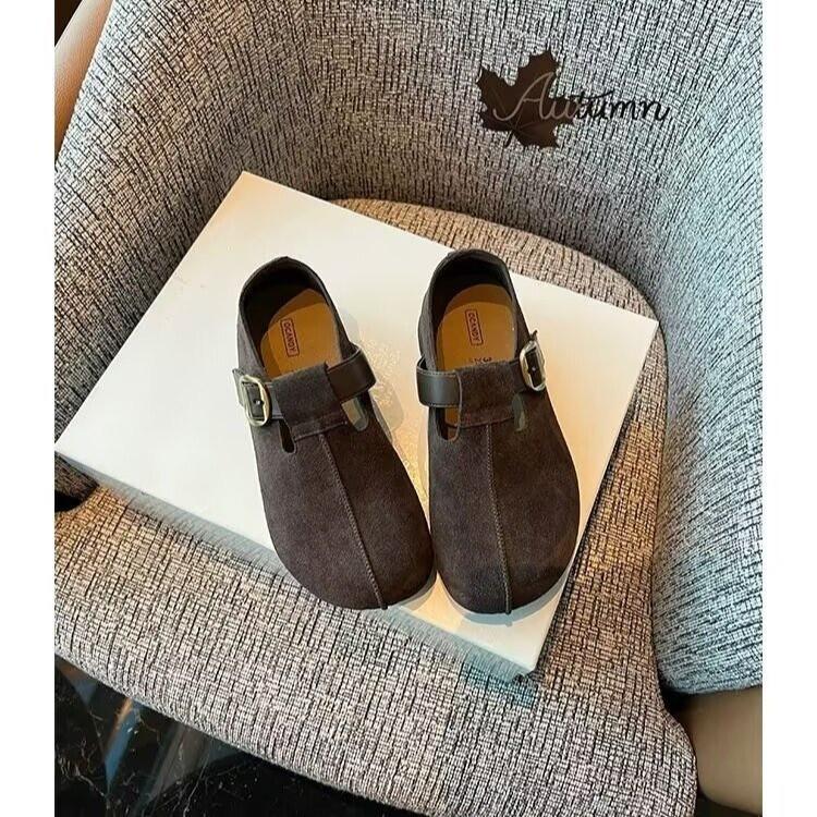 Inner heightening retro belt buckle Birkenstocks women's new autumn single shoes platform loafers