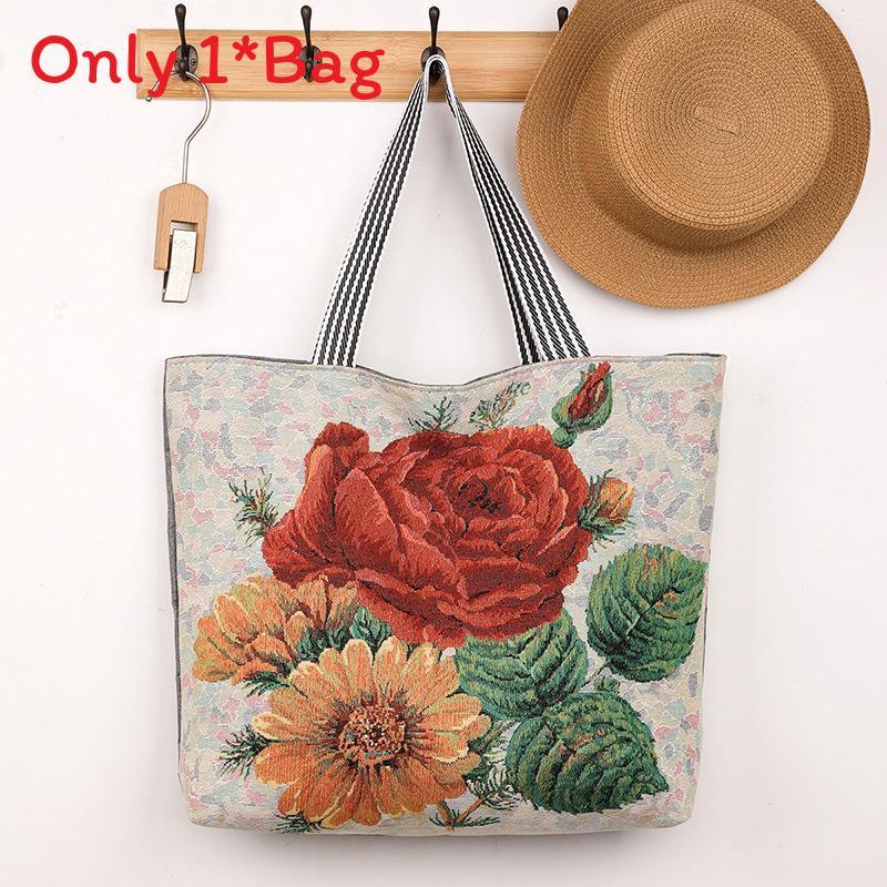 Canvas Butterfly Elephant Cat Tote Bag For Women With Sewn Details For Daily Use