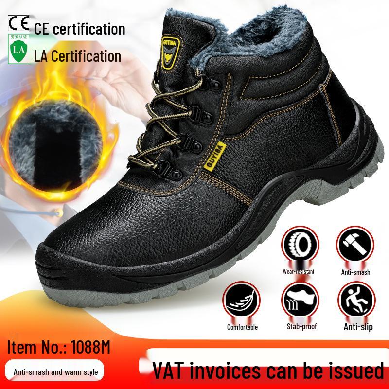 Durable High-Top Safety Shoes: Puncture-Resistant, Anti-Smash, Steel-Toe, Wear-Resistant Winter Protection