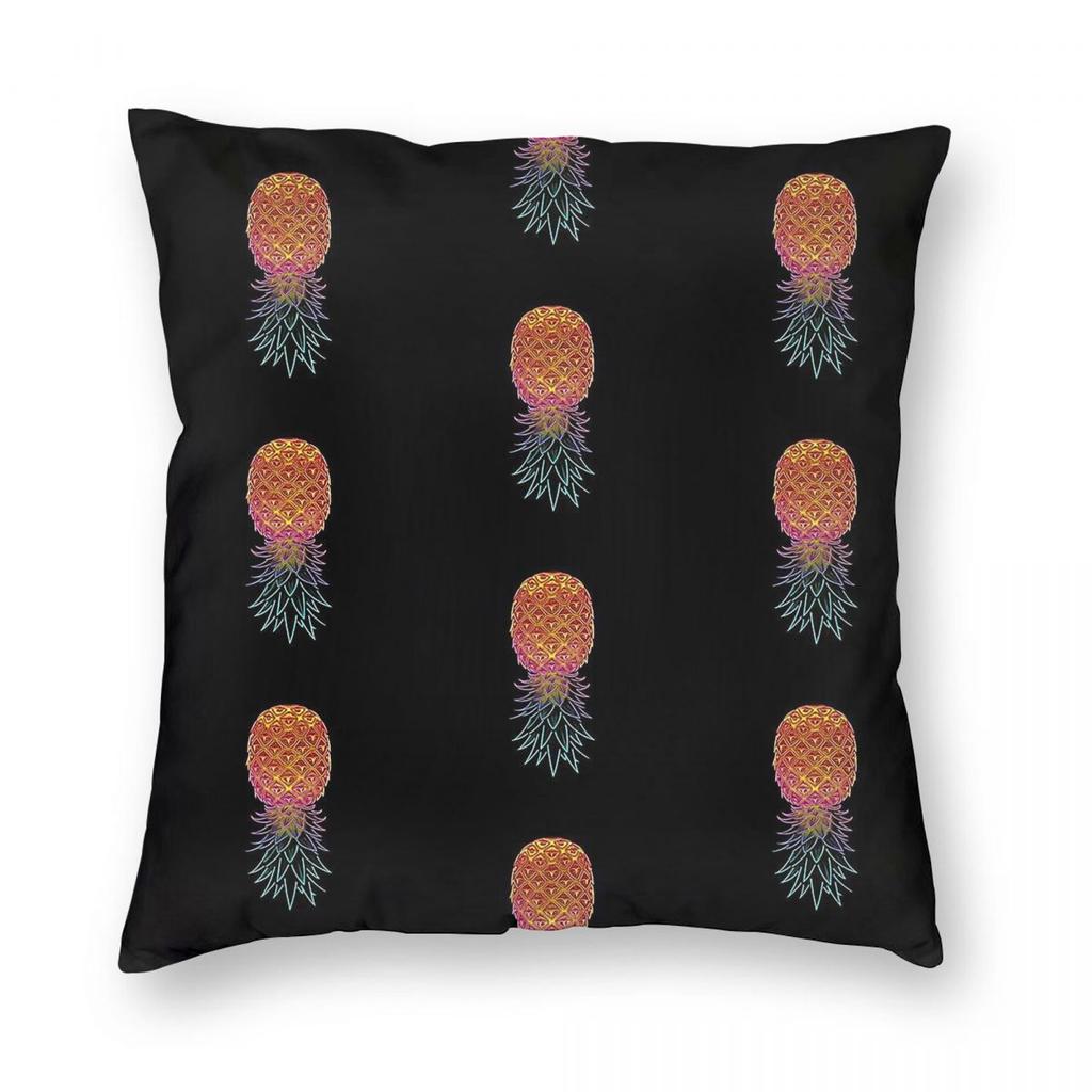 Upside Down Neon Pineapple Square Pillowcase Polyester Linen Velvet Creative Zip Decorative Pillow Case Home Cover Wholesale