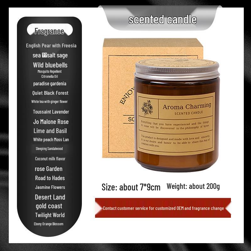 Little Brown Bottle Aromatic Soy Wax Candle - Sleep Aid & Home Fragrance Gift Box Aroma Wooden Base