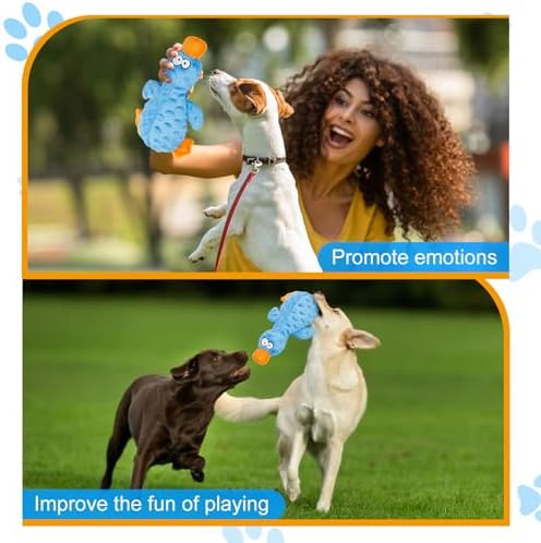 Halinuia Dog Toys with Crinkle Paper, Squeaky Plush Chew Toys for Aggressive Chewers, Puppies, Small Medium Dogs, Blue