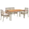 Vidaxl 4-Cz. Garden Furniture Set With Cushions, Beige, Poly Rattan
