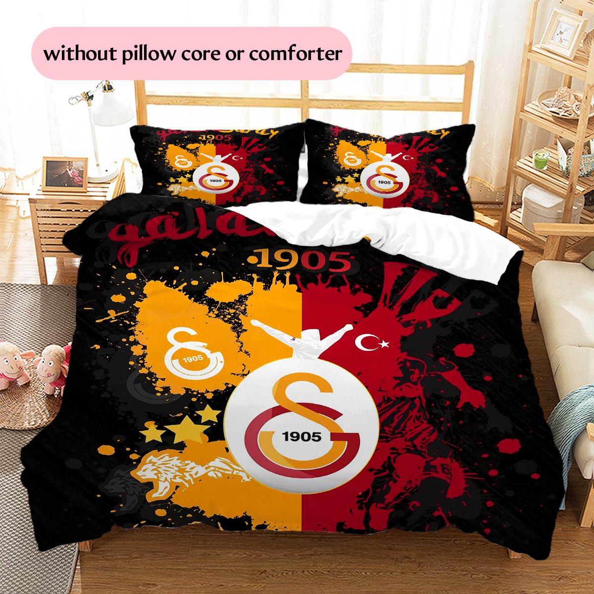 Galatasaray SK Pattern Bedding Quilt Set Home Decoration Gift (1 * duvet cover + 2 * pillowcase without core) 135x200cm