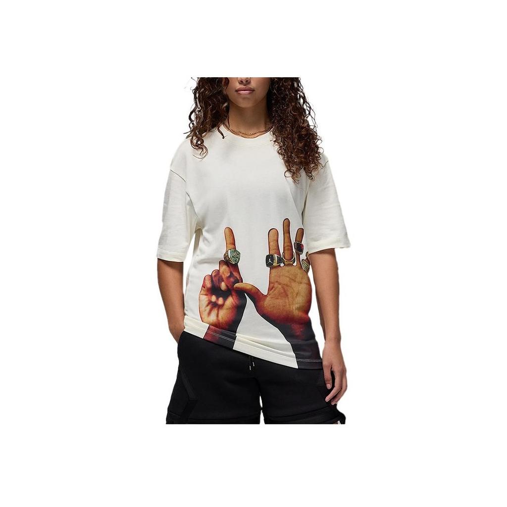 Camiseta Air Jordan Flight MVP Rings Vela/Negro Unisex Tops Blanco HJ2322-133