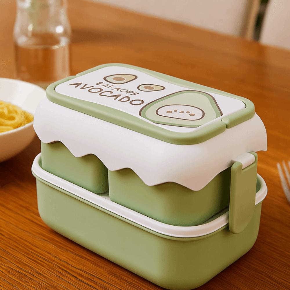 Double Layered Cartoon Lunch Box Drop-proof Compartment Lunch Box Plastic Lunch Box  Canteen