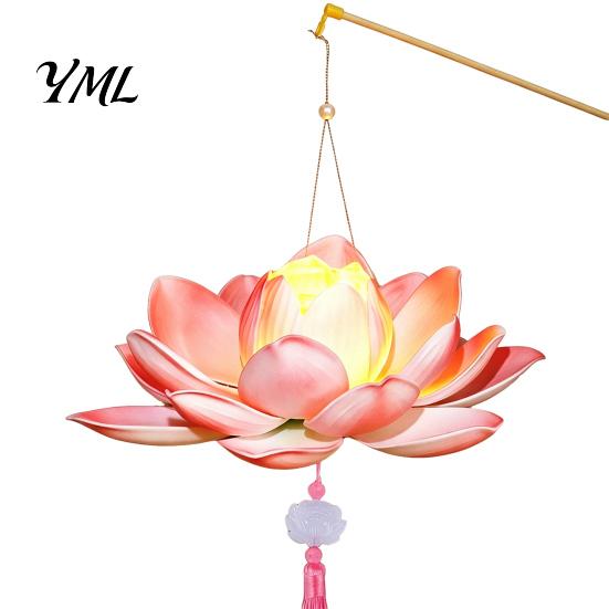 Eco Friendly Plastic Lanterns DIY Lotus Lantern Craft Kit, Handmade Flower Paper with LED Indoor Creative Activities Light, Vintage Decorative