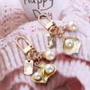 Pendant Metal Female Shell Pearl Heart Keychain Korean Style Key Lanyard Women Car Keyring Letter