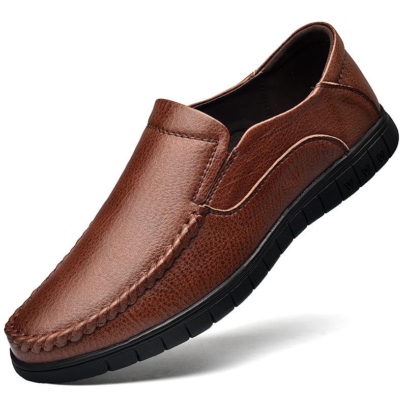 

Spring and autumn casual leather shoes men s leather breathable foot cover men s leather shoes in the elderly non-slip soft-soled men s shoes dad shoe 44 коричневый