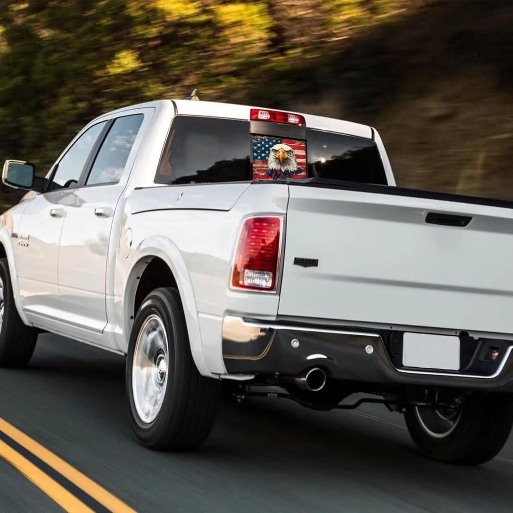 Eagle and USA Flag Pattern Decal for Truck Back Window,Car Decal and Sticker,Rear Middle Window Decal for Pickup Truck,Truck Back Window Decals 14.1W