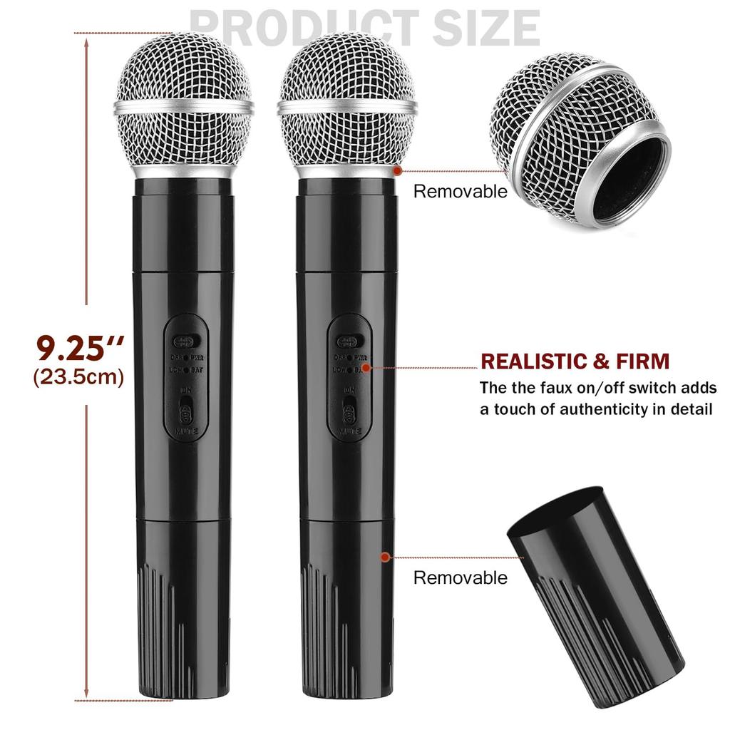 Facmogu Microphone Prop Plastic Realistic Toy for Role Play Halloween Christmas Cosplay Speech Practice Karaoke Costume Birthday Party Souvenir