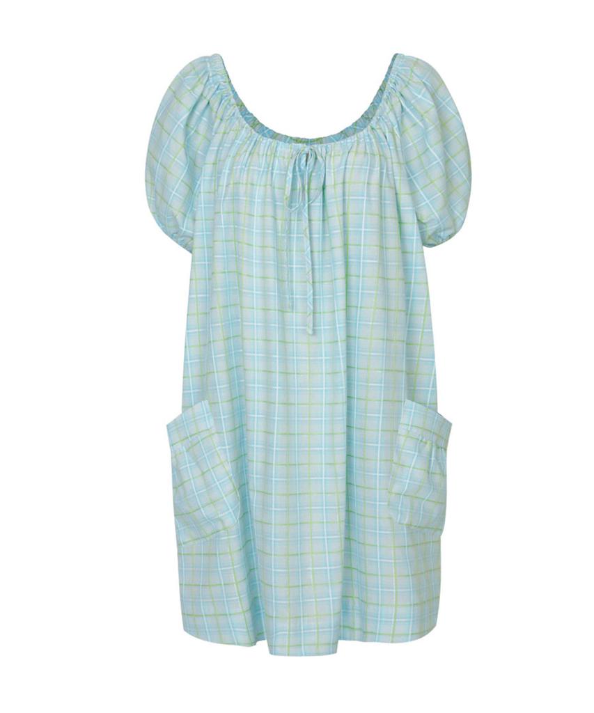 Lulu Seoul Hay Check Mini Dress (Blue)