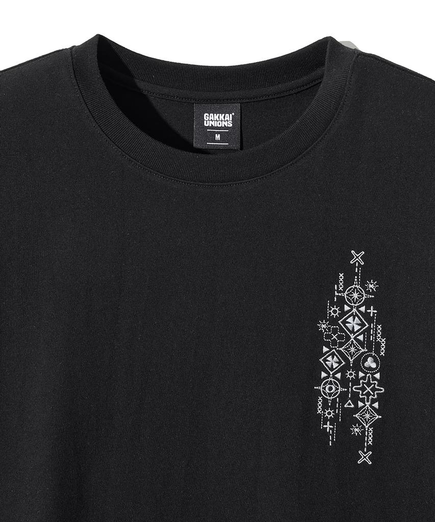 GAKKAI UNIONS Sunshine Embroidered Short Sleeve T-Shirt Black