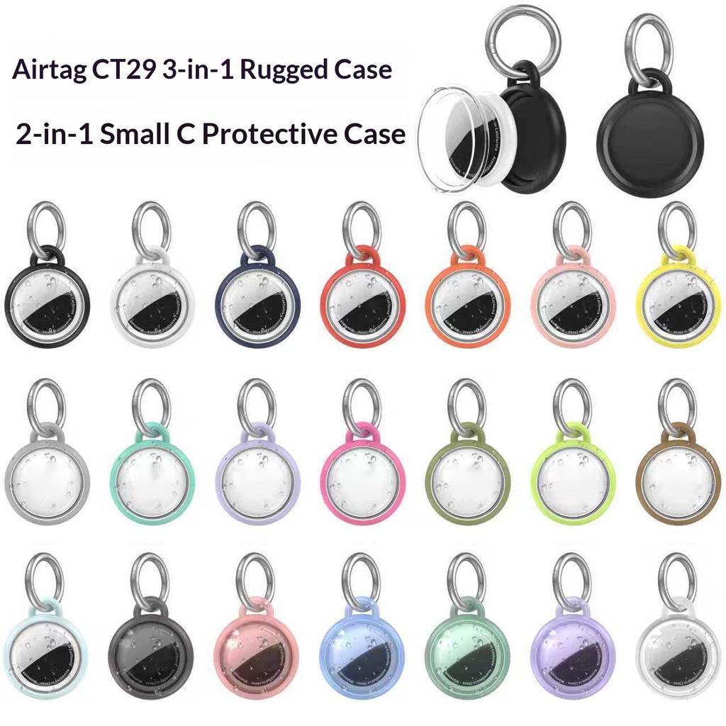 CT29 For Apple AirTag Tracker Waterproof Case Shockproof TPU Protective Cover with Hook