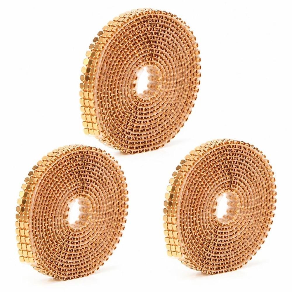 3pcs 1.5m Length Sewing Trim Aluminum Mesh Strass Ribbon Elegant Rhinestone Ribbon  DIY Craft