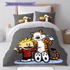 Calvin and Hobbes Pattern Bedding Quilt Set Quilt Cover Pillowcase Home Decoration Gift (1 * Duvet Cover + 2 * Pillowcase, Without Core)