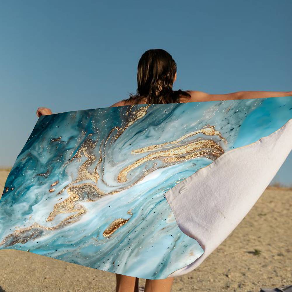 Stylish Marble Anime Beach Swimming Towel Soft Absorbent Washcloth Children's Gifts For Kids Travel Camping Gym