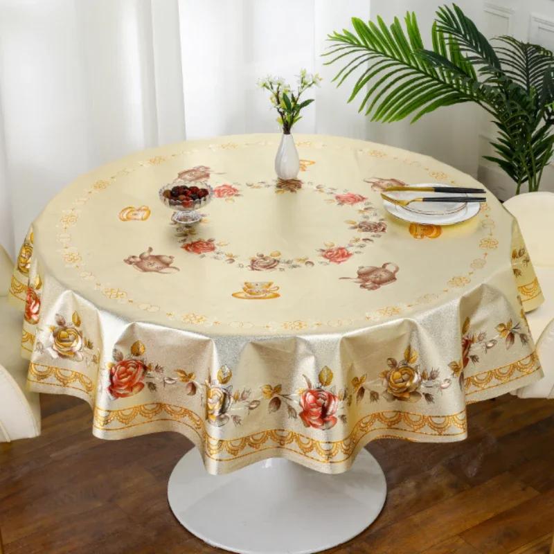 Thickened Circular Square Tablecloth Waterproof Oil Proof Washable PVC Desk Mat Simple Table Cloth for Household Dining Tables