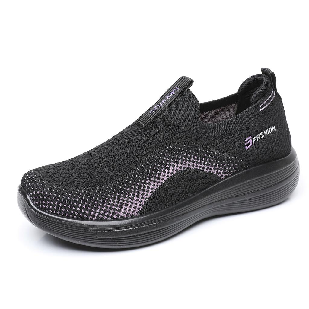 Women's shoes spring and autumn new single shoes soft bottom one foot stirrup casual non-slip wear flyknit breathable comfortable shoes