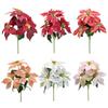 Poinsettia Artificial Flowers for Christmas Window Decorations - 3 Bouquets, 6 Colors - Perfect for Parties & Arrangements