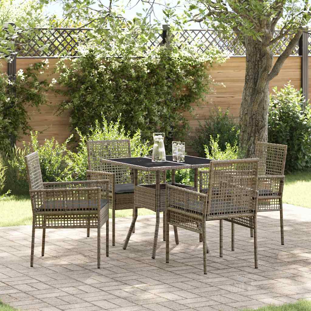 Garden Dining Set 5 pcs Grey Poly Rattan