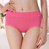 Women's Mid-Waist Seamless Cotton Underwear - Solid Color Briefs for Autumn and Winter