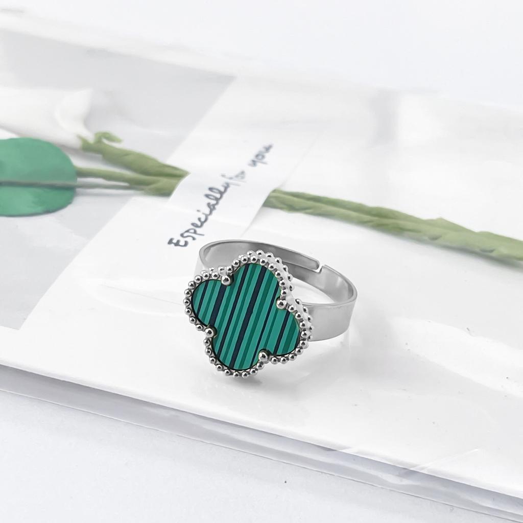 New 15mm Large Fashion Clover Ring Adjustable Opening Ring Simple Personalized Ring