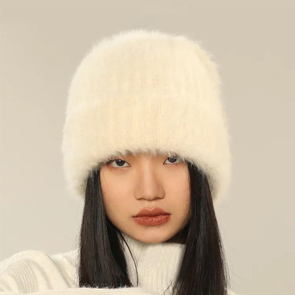 

Large Size Beanie Hats Solid Color Knitted hat High Quality Winter Hats білий
