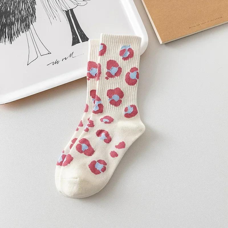 New Heart Strawberry Sweet Love Girl Socks Women's Middle Tube Socks Cute Lovely Fruit Pink Cotton Casual Socks