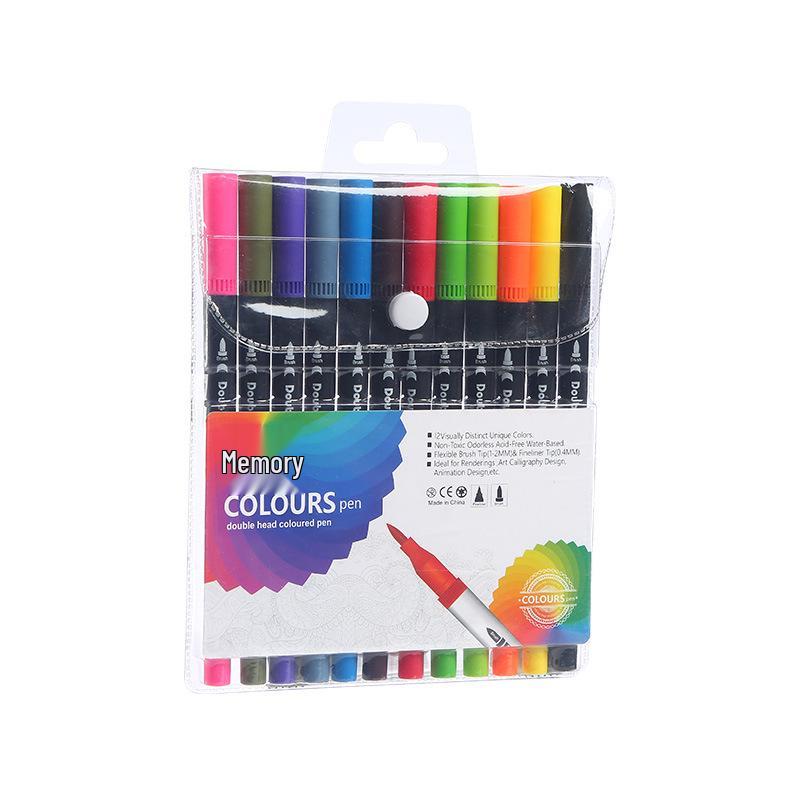 Washable Soft Tip Watercolor Markers - Double-Ended Paintbrush Pens Set for Kids