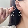 Silver Needle Heart Earrings Light Luxury Niche Earrings High-end Simple Elegant Design Heart Hoop for Women