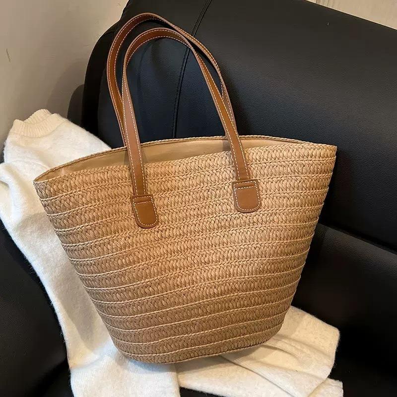 Straw bag women's summer woven bag handbag seaside vacation messenger bag large capacity women's bag tote bag