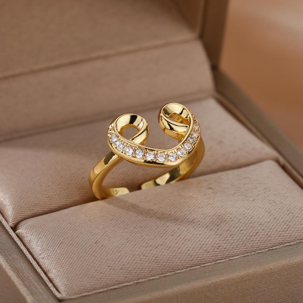 New Geometric Heart Shaped Zircon Open Ring for Women's Niche Design, Finger Ring, Light Luxury Fashion Accessories