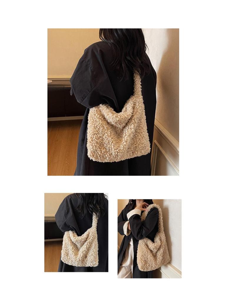 2025 Early Autumn Cute Plush Handbag and Crossbody Shoulder Bag