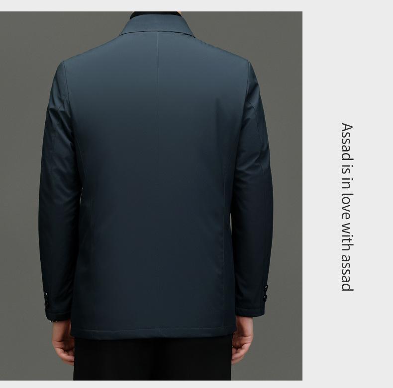 Men's Duck Down Lapel Jacket: Business Casual Warm Coat for Middle-Aged & Elderly