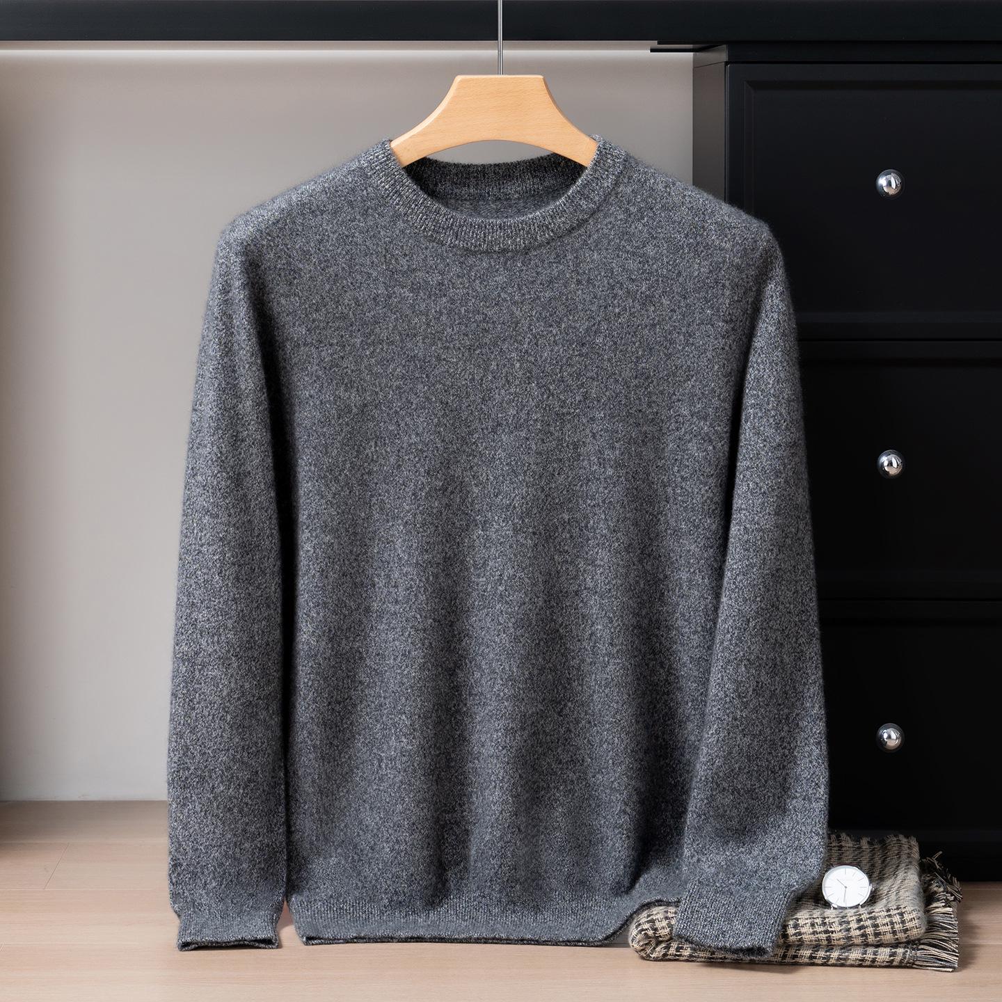 

Men s 100% Pure Cashmere Round Neck Sweater - Business Casual, Warm Knit Base Layer, Autumn/Winter 2025 Style Extra Extra Large