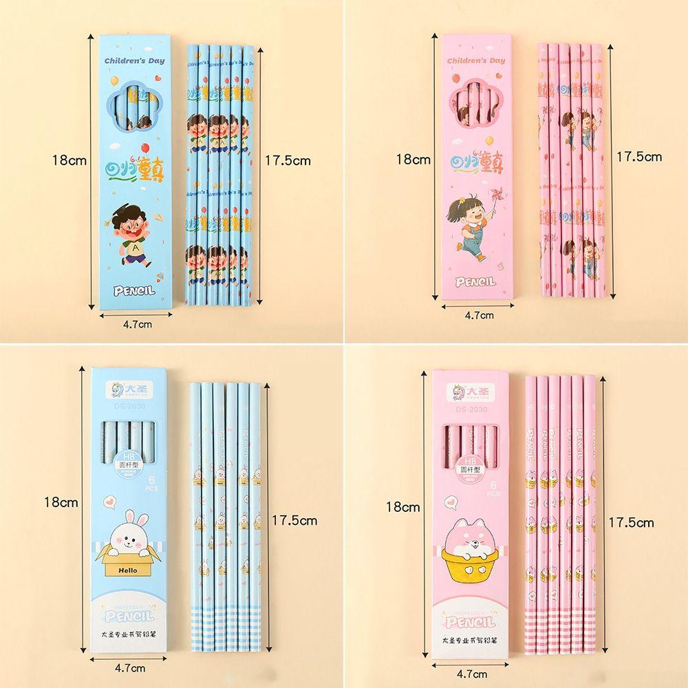 6Pcs Smooth Writing HB Pencil Kid Gift Sketch Pencil High-quality Painting Pencil School